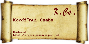 Korányi Csaba névjegykártya