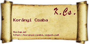 Korányi Csaba névjegykártya