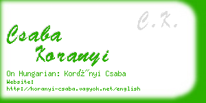 csaba koranyi business card